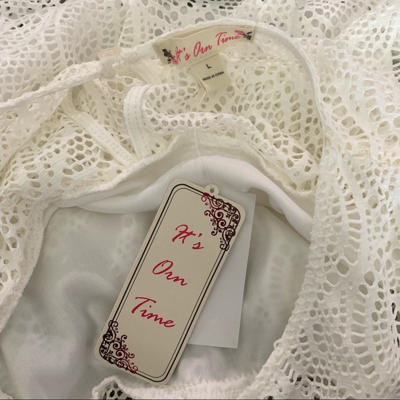 NWT White Lace Cold Shoulder American Beauty Blouse Large - Picture 11 of 14